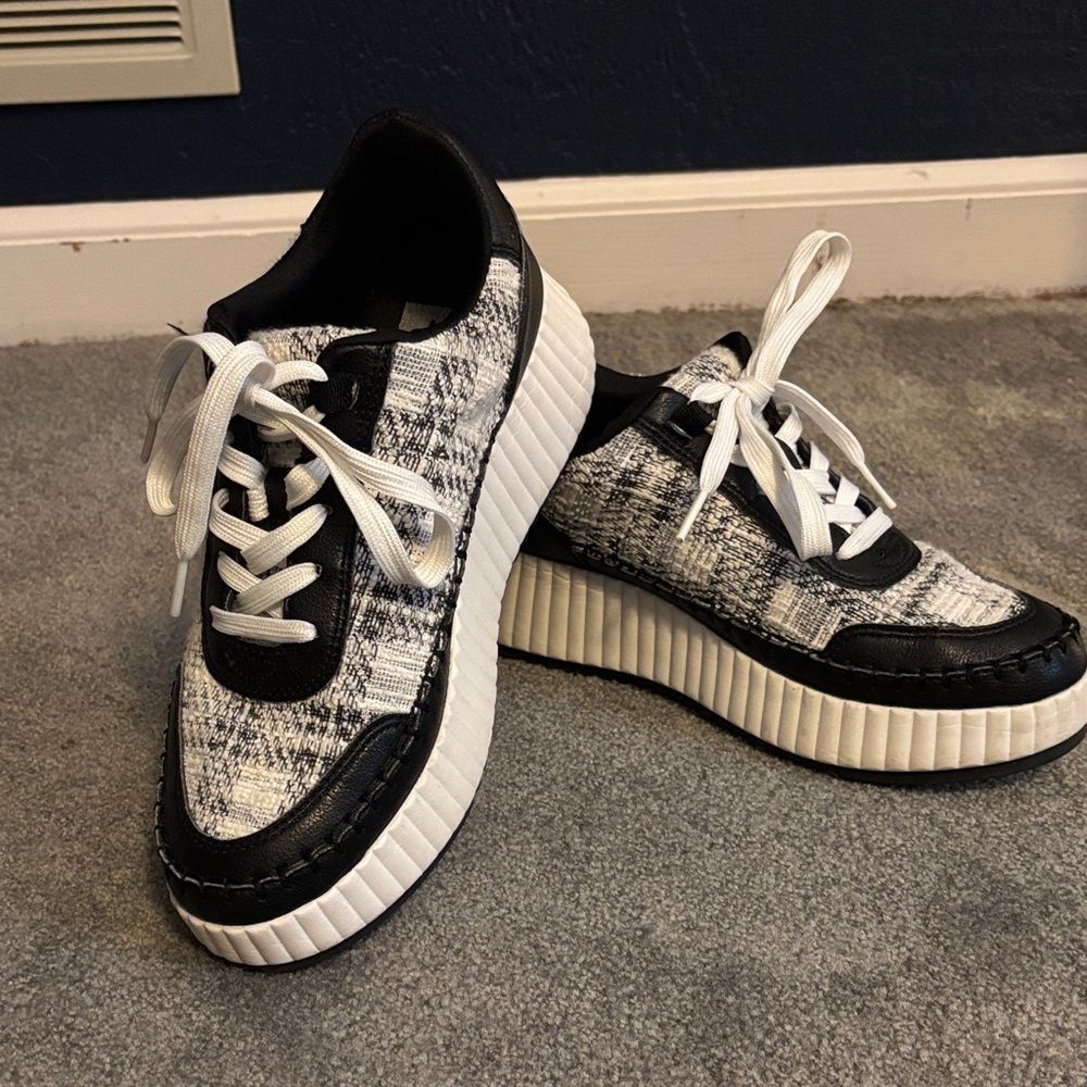 Dolce Vita Black and White Tweed Sneakers